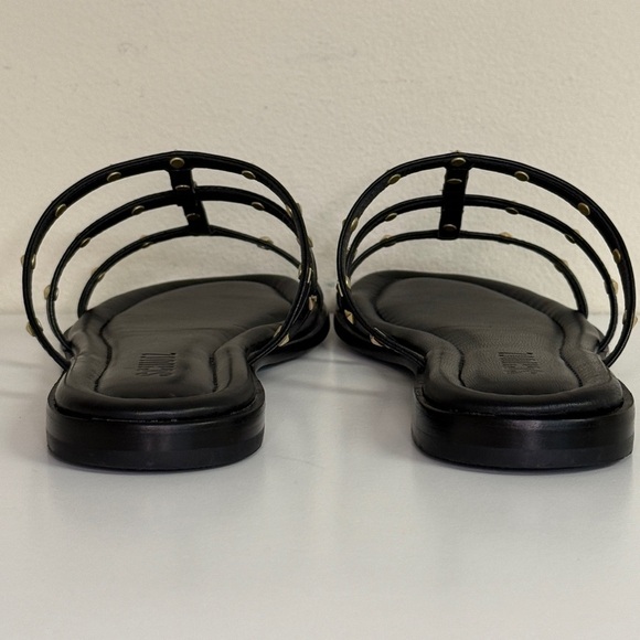 SCHUTZ: Ali Studded Sandal, Black | Gold Flat, Women's Size 6 - Picture 6 of 10